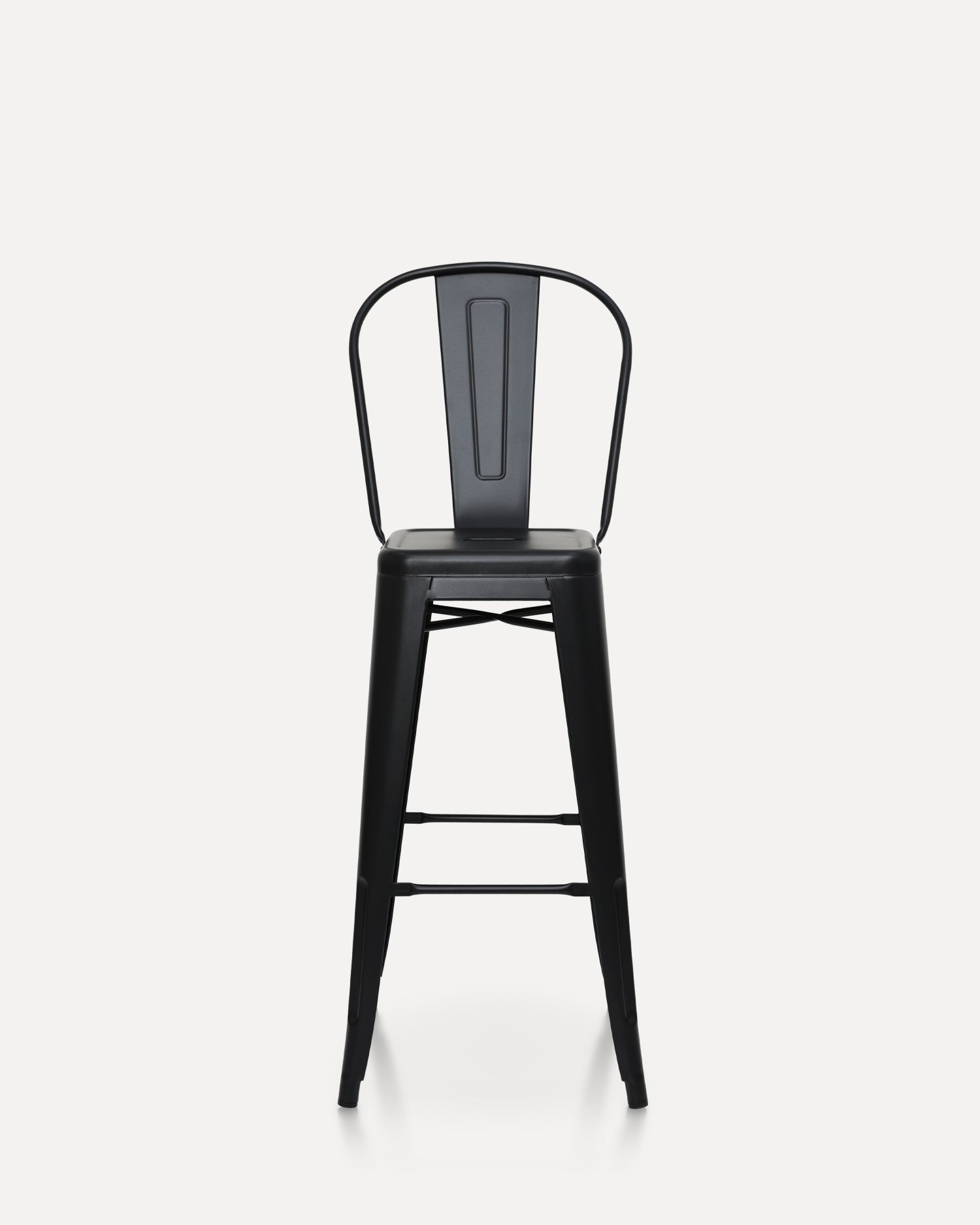 Itim na metal barstool na may backrest Itim na metal barstool na may backrest