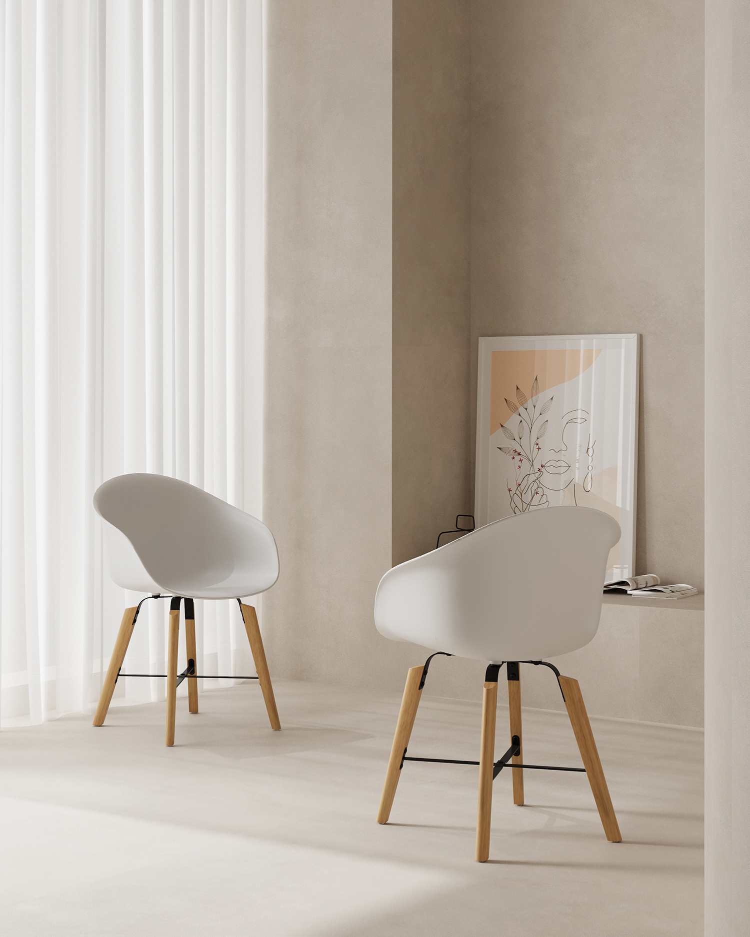 White Shell Chair - na may mga armrests White Shell Chair - na may mga armrests